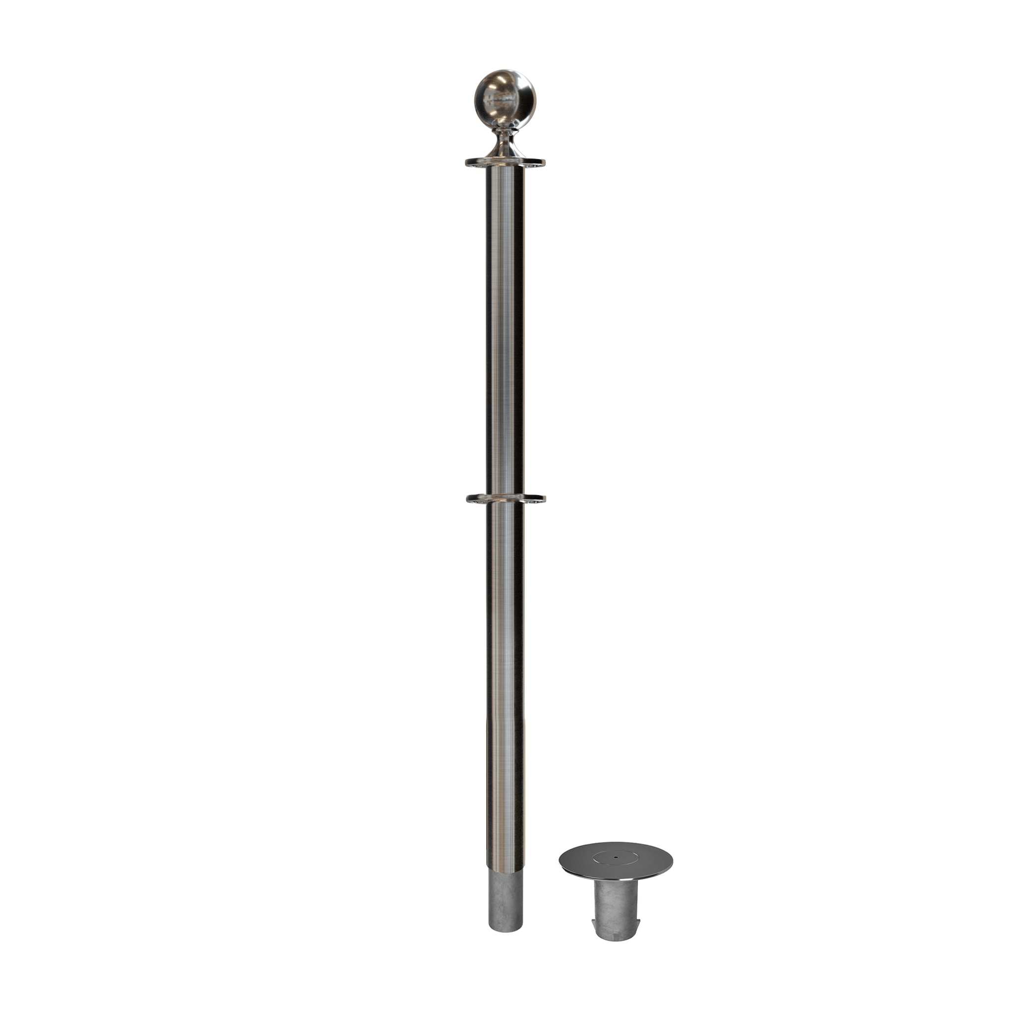 Ball Top Dual Rope Stanchion with Removable Base - Montour Line CXLineDR - Crowd Control Warehouse