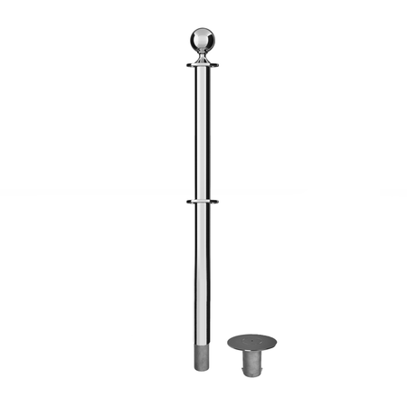 Ball Top Dual Rope Stanchion with Removable Base - Montour Line CXLineDR - Crowd Control Warehouse