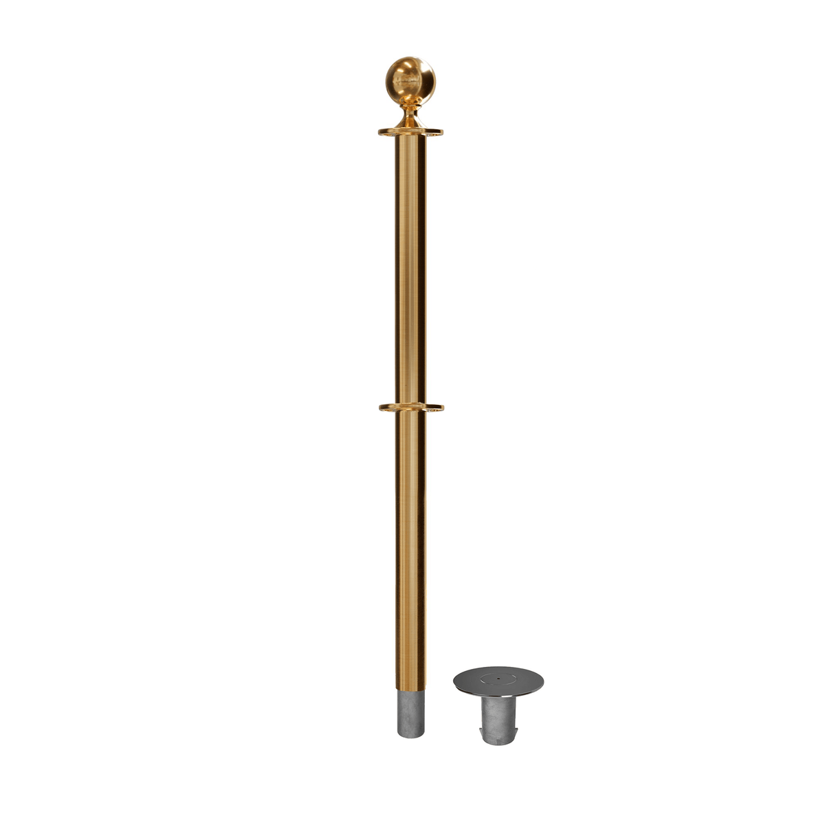 Ball Top Dual Rope Stanchion with Removable Base - Montour Line CXLineDR - Crowd Control Warehouse