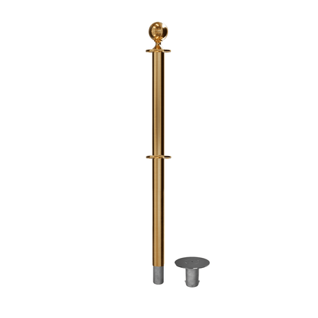 Ball Top Dual Rope Stanchion with Removable Base - Montour Line CXLineDR - Crowd Control Warehouse