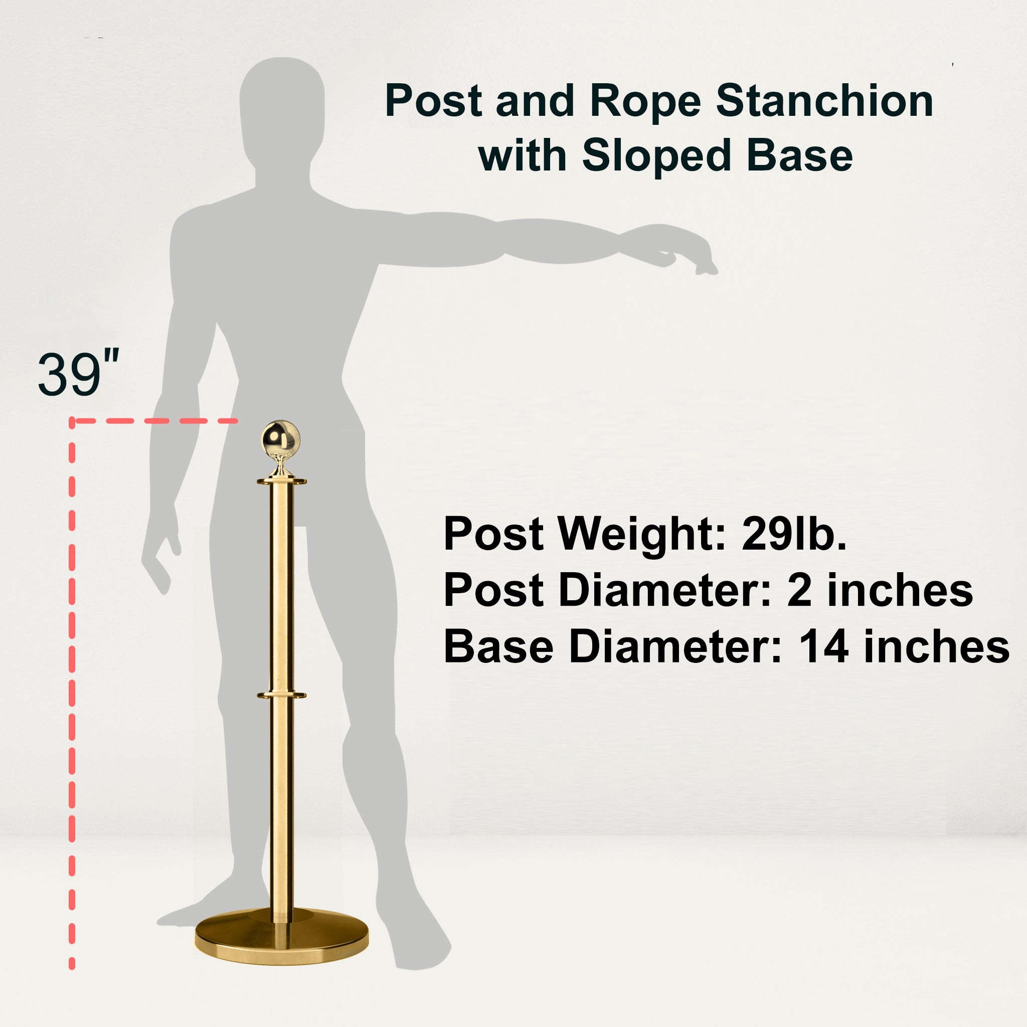 Ball Top Dual Rope Stanchion with Sloped Base - Montour Line CLineD - Crowd Control Warehouse