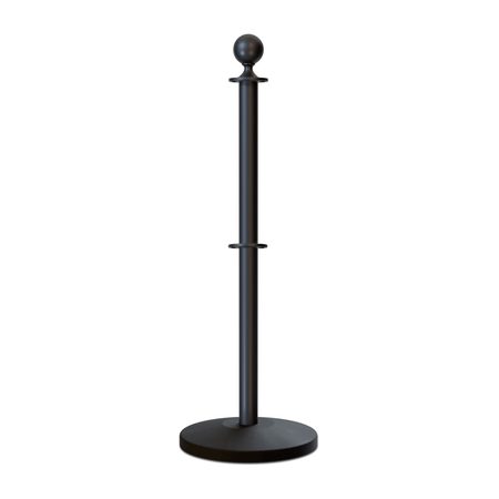 Ball Top Dual Rope Stanchion with Sloped Base - Montour Line CLineD - Crowd Control Warehouse