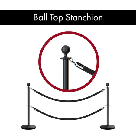 Ball Top Dual Rope Stanchion with Sloped Base - Montour Line CLineD - Crowd Control Warehouse