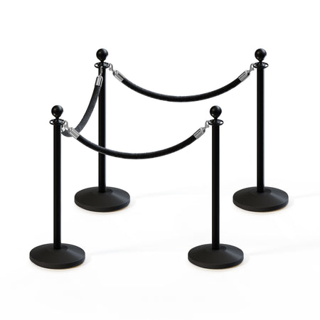 Ball Top Post and Rope Stanchion Kit - Montour Line - Crowd Control Warehouse