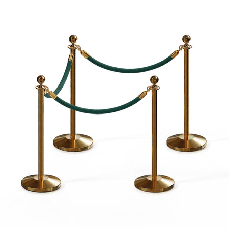 Ball Top Post and Rope Stanchion Kit - Montour Line - Crowd Control Warehouse