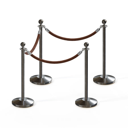 Ball Top Post and Rope Stanchion Kit - Montour Line - Crowd Control Warehouse