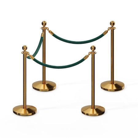 Ball Top Post and Rope Stanchion Kit - Montour Line - Crowd Control Warehouse