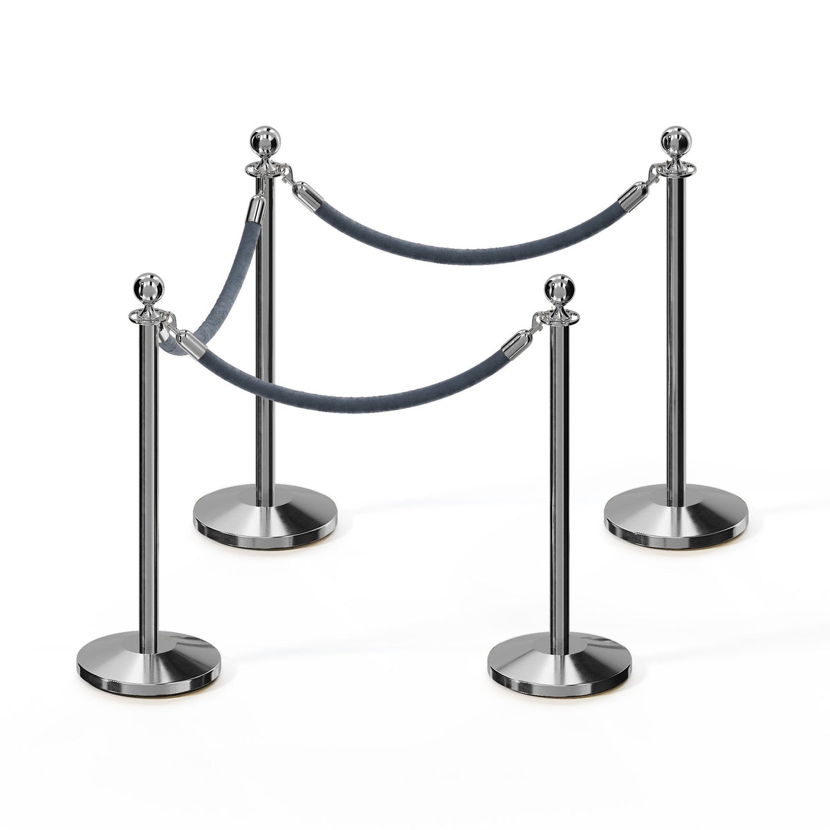 Ball Top Post and Rope Stanchion Kit - Montour Line - Crowd Control Warehouse