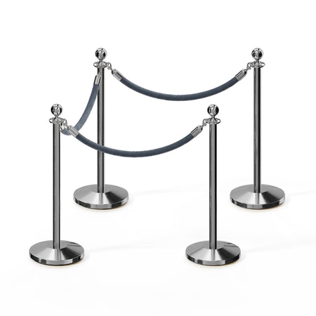 Ball Top Post and Rope Stanchion Kit - Montour Line - Crowd Control Warehouse