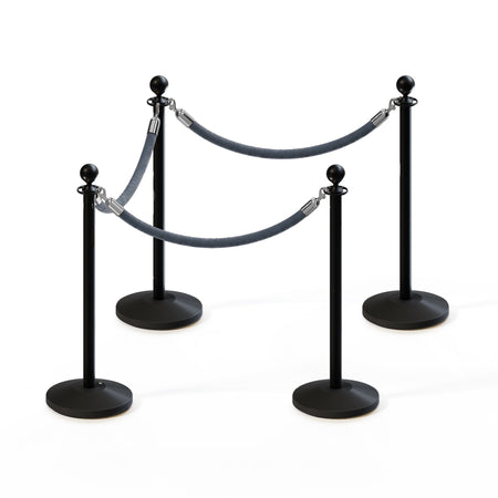 Ball Top Post and Rope Stanchion Kit - Montour Line - Crowd Control Warehouse