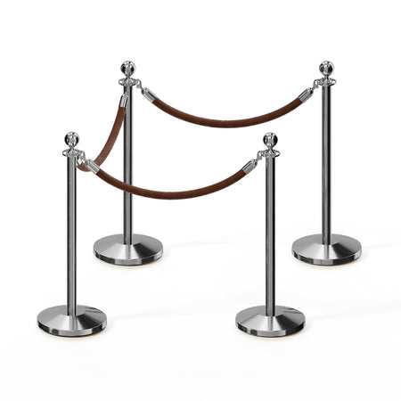 Ball Top Post and Rope Stanchion Kit - Montour Line - Crowd Control Warehouse