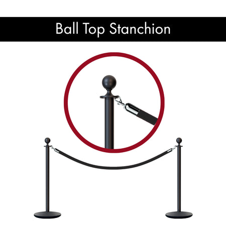 Ball Top Post and Rope Stanchion with Cast Iron Base - Montour Line CILine - Crowd Control Warehouse