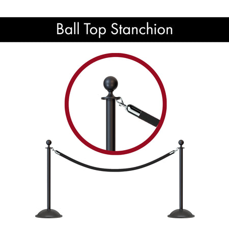 Ball Top Post and Rope Stanchion with Dome Base - Montour Line CDLine - Crowd Control Warehouse