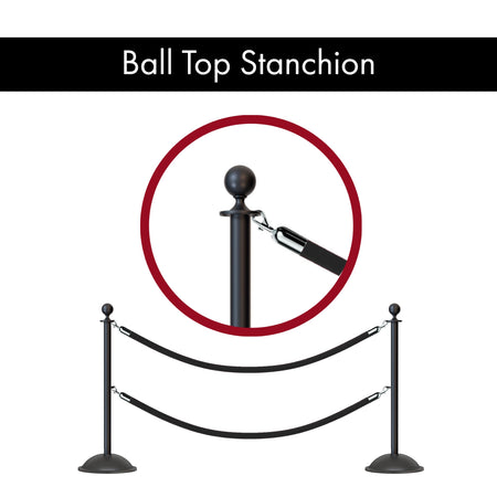 Ball Top Post and Rope Stanchion with Dome Base - Montour Line CDLineD - Crowd Control Warehouse