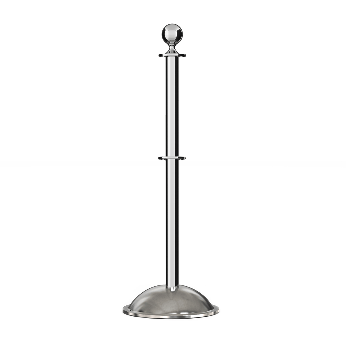 Ball Top Post and Rope Stanchion with Dome Base - Montour Line CDLineD - Crowd Control Warehouse