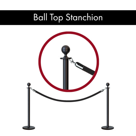 Ball Top Post and Rope Stanchion with Roller Base - Montour Line CELine - Crowd Control Warehouse
