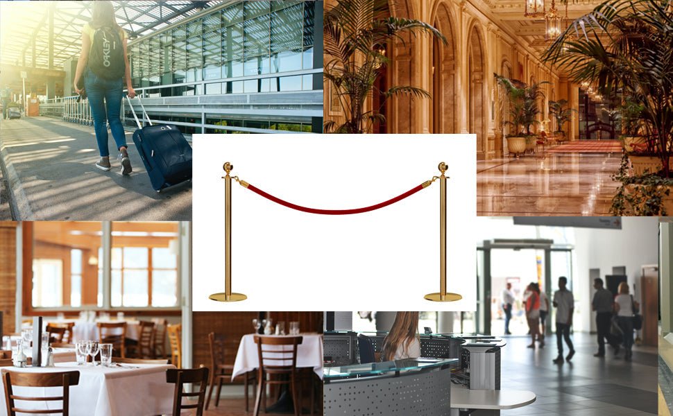 Ball Top Rope Stanchion with Low Profile Base - Montour Line CXLine - Crowd Control Warehouse