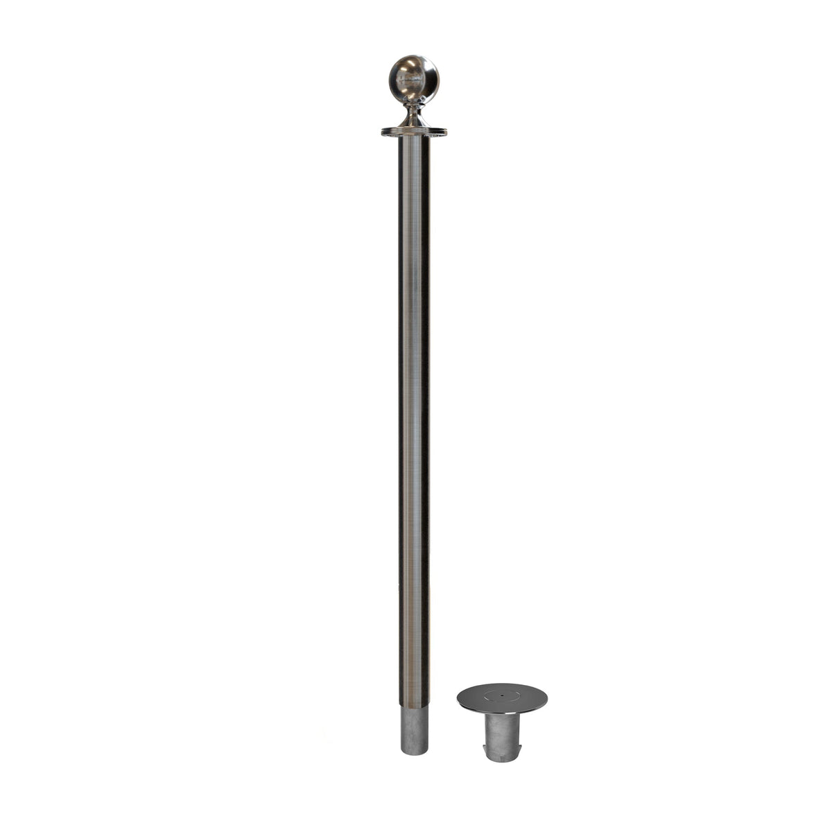 Ball Top Rope Stanchion with Removable Base - Montour Line CXlineR - Crowd Control Warehouse