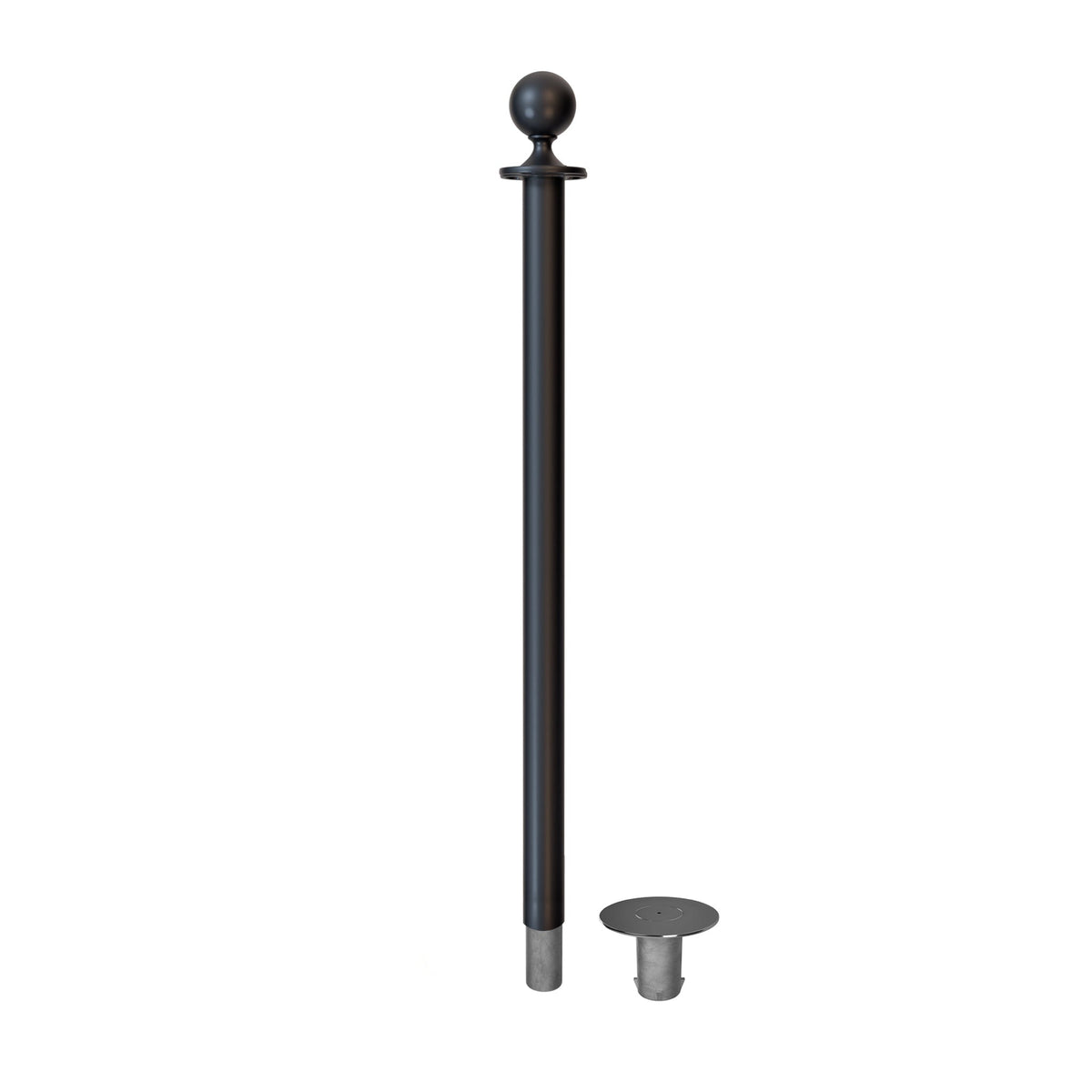 Ball Top Rope Stanchion with Removable Base - Montour Line CXlineR - Crowd Control Warehouse