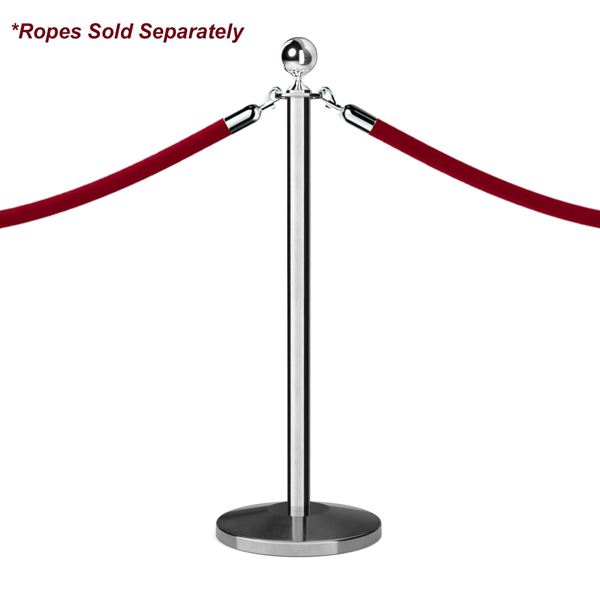 Ball Top Rope Stanchion with Sloped Base - Montour Line CLine - Crowd Control Warehouse