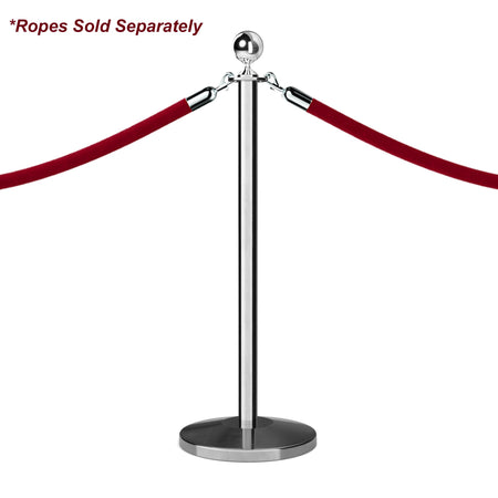 Ball Top Rope Stanchion with Sloped Base - Montour Line CLine - Crowd Control Warehouse