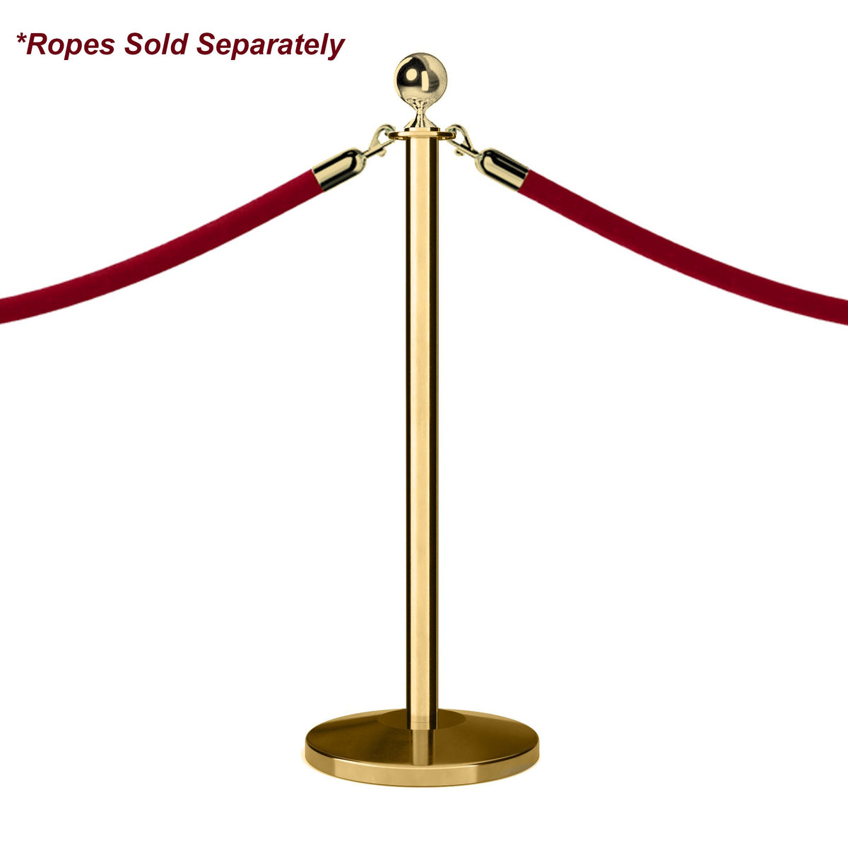 Ball Top Rope Stanchion with Sloped Base - Montour Line CLine - Crowd Control Warehouse