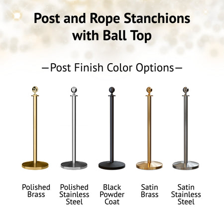 Ball Top Rope Stanchion with Sloped Base - Montour Line CLine - Crowd Control Warehouse