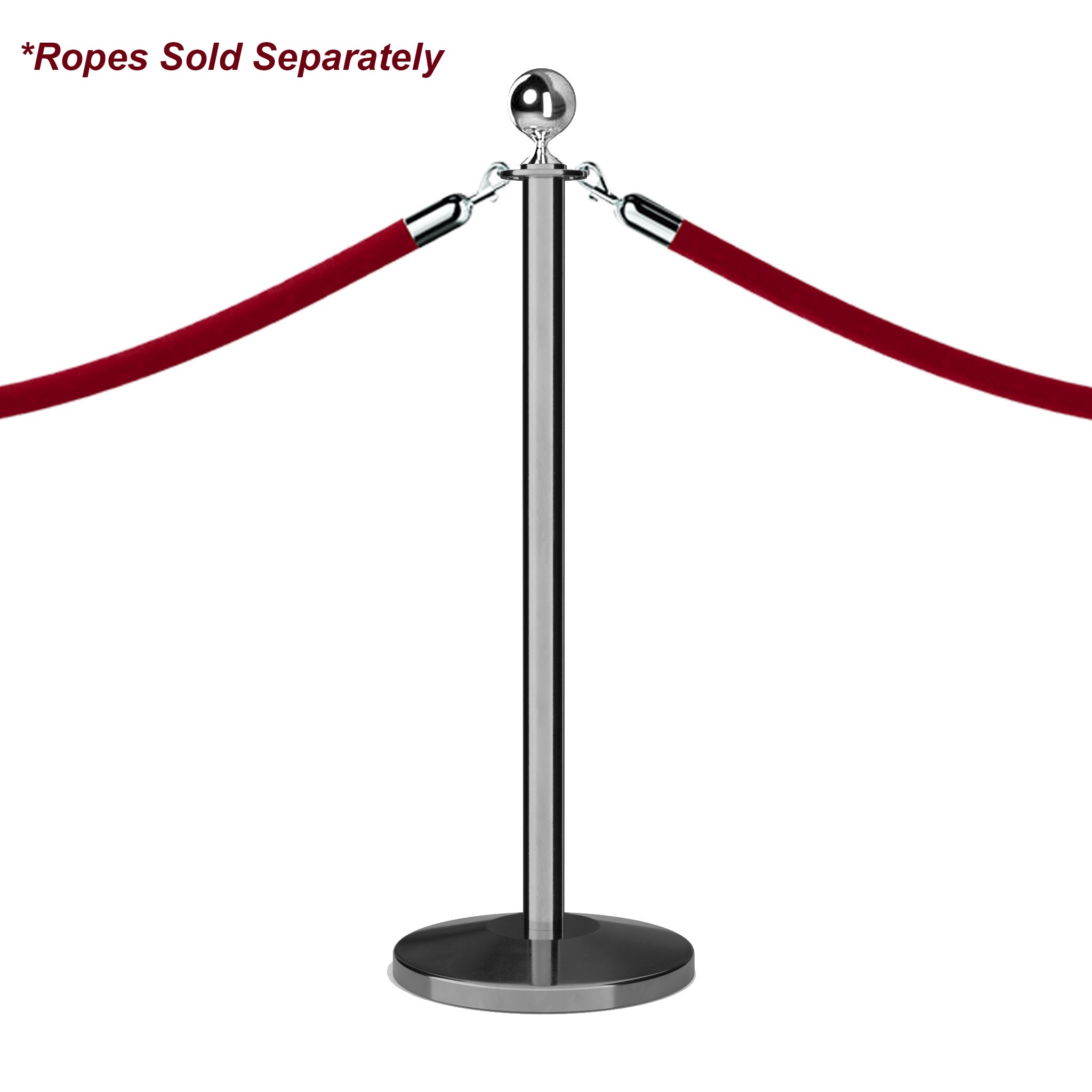 Ball Top Rope Stanchion with Sloped Base - Montour Line CLine - Crowd Control Warehouse
