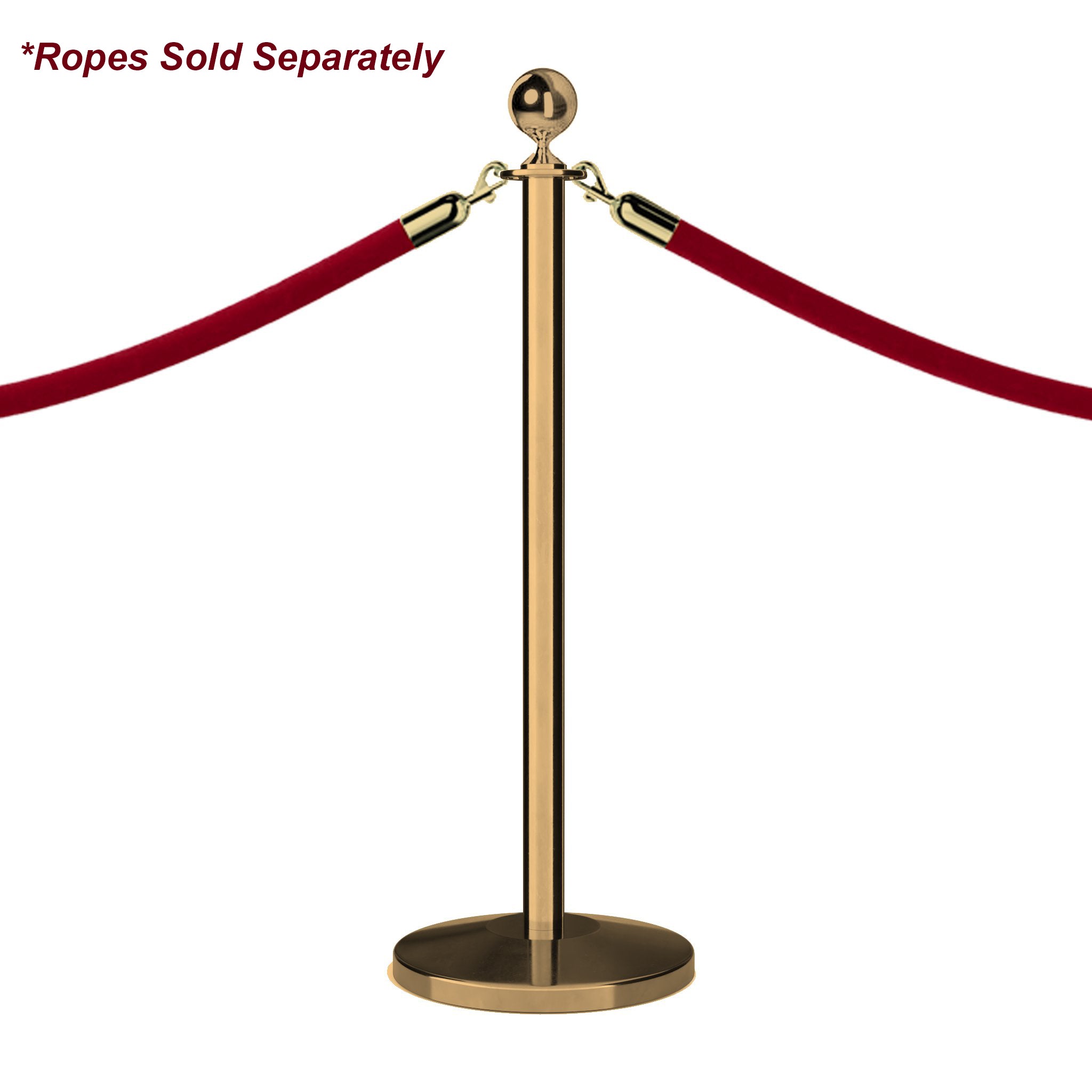 Ball Top Rope Stanchion with Sloped Base - Montour Line CLine - Crowd Control Warehouse
