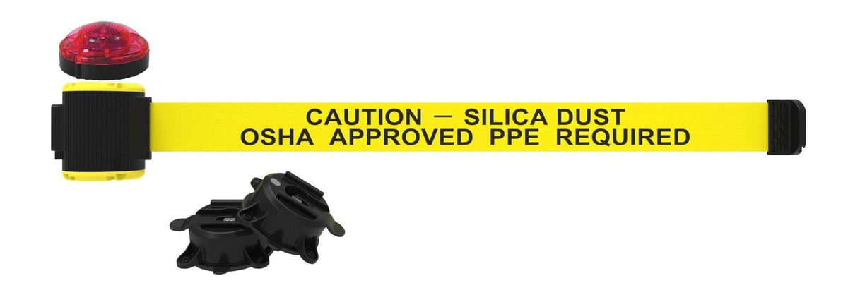 Banner Stakes 30' Magnetic Wall Mount Barrier with Red Strobe Light Kit - Crowd Control Warehouse