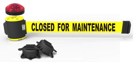 Banner Stakes 30' Magnetic Wall Mount Barrier with Red Strobe Light Kit - Crowd Control Warehouse