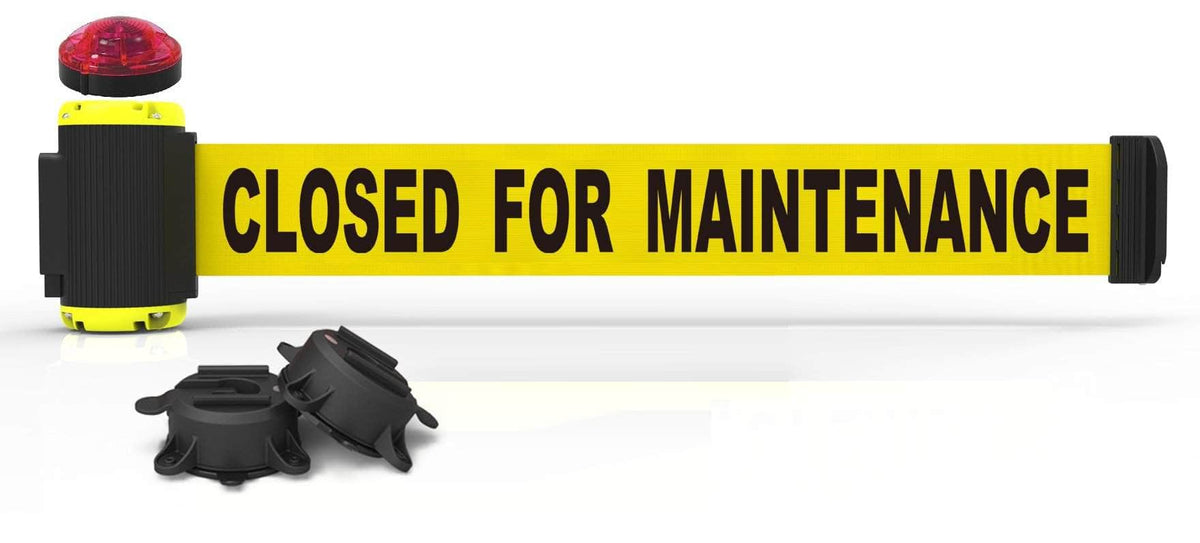 Banner Stakes 7' Magnetic Wall Mount Barrier with Red Strobe Light Kit - Crowd Control Warehouse