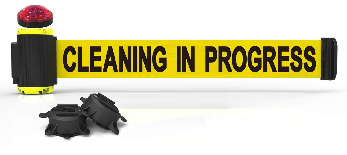 Banner Stakes 7' Magnetic Wall Mount Barrier with Red Strobe Light Kit - Crowd Control Warehouse