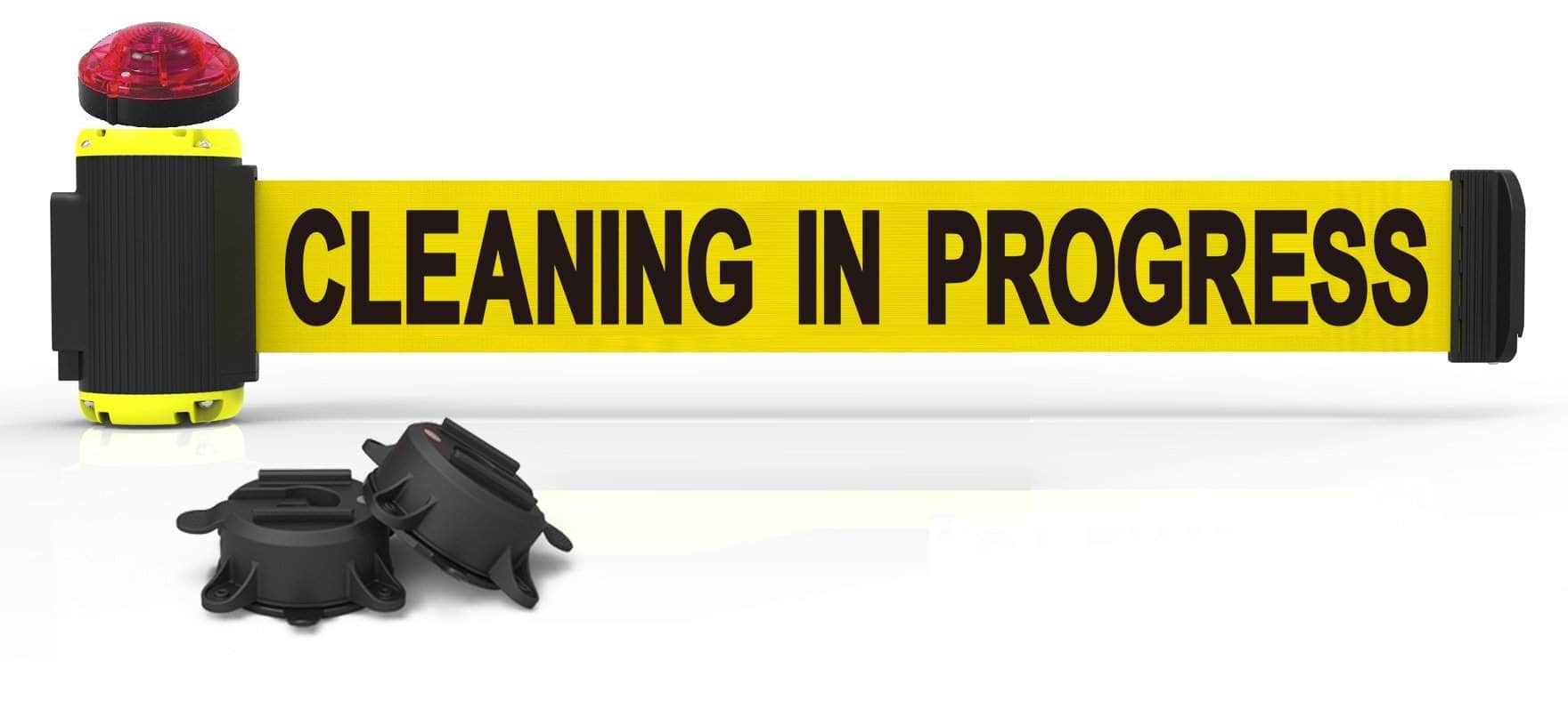 Banner Stakes 7' Magnetic Wall Mount Barrier with Red Strobe Light Kit - Crowd Control Warehouse