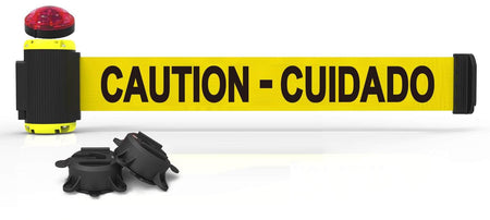 Banner Stakes 7' Magnetic Wall Mount Barrier with Red Strobe Light Kit - Crowd Control Warehouse