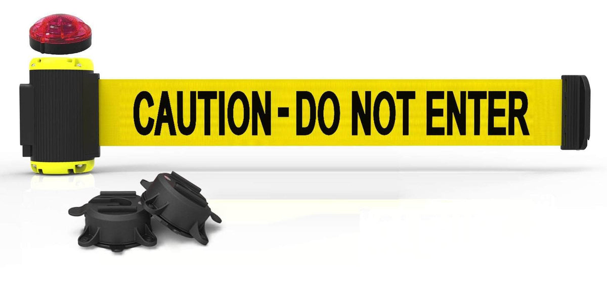 Banner Stakes 7' Magnetic Wall Mount Barrier with Red Strobe Light Kit - Crowd Control Warehouse