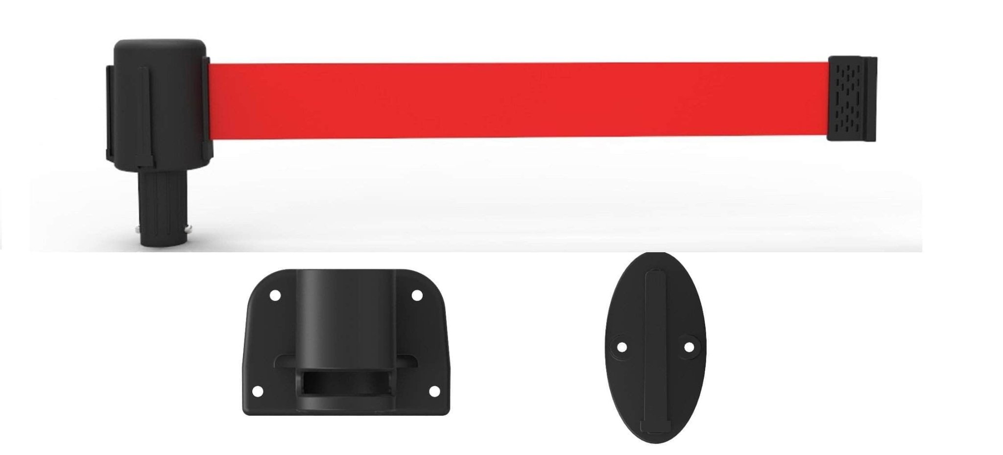 Banner Stakes PLUS Line 15' Belt Fixed Wall Mount System - Crowd Control Warehouse