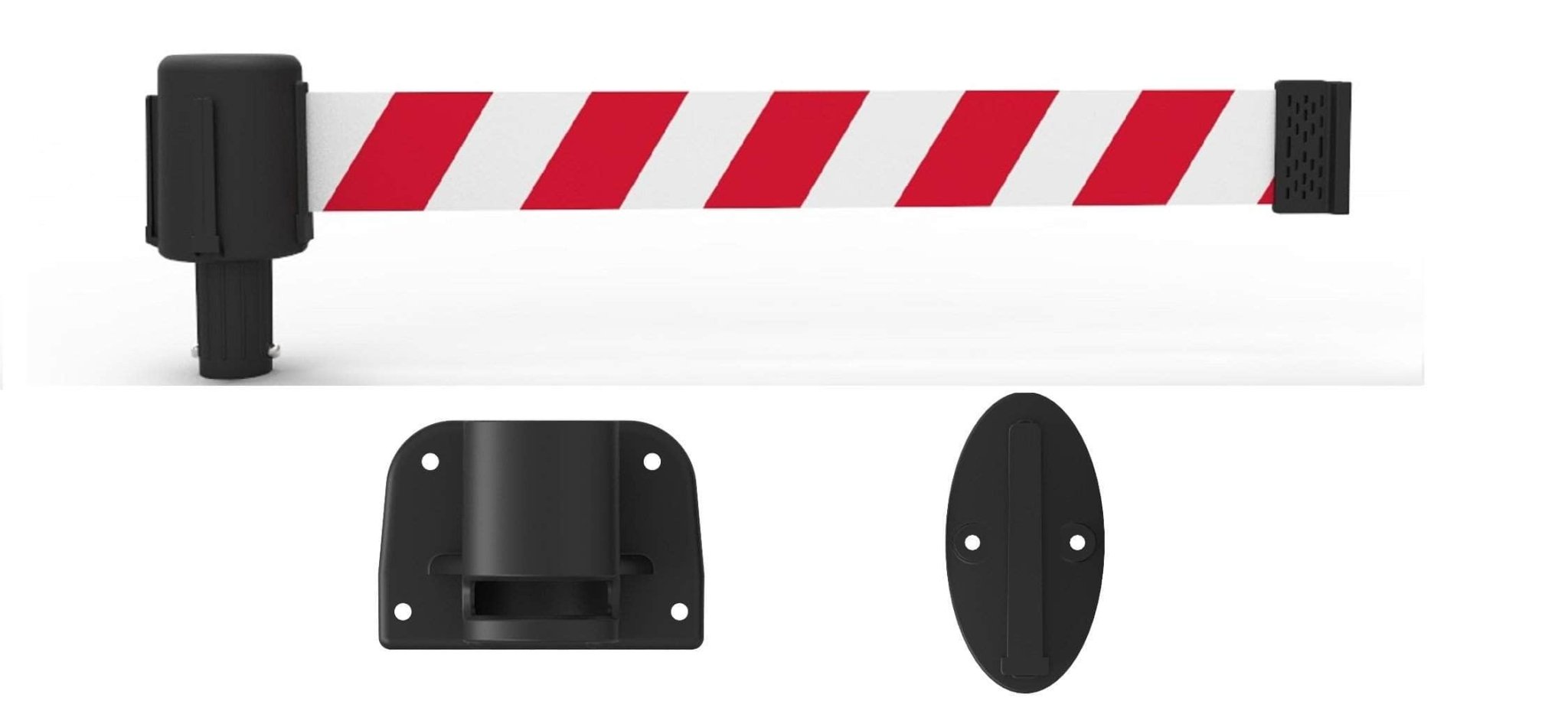 Banner Stakes PLUS Line 15' Belt Fixed Wall Mount System - Crowd Control Warehouse