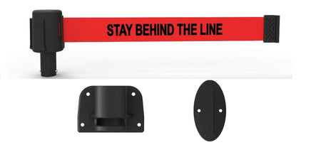 Banner Stakes PLUS Line 15' Belt Fixed Wall Mount System - Crowd Control Warehouse