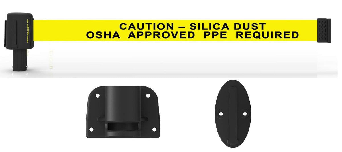 Banner Stakes PLUS Line 15' Belt Fixed Wall Mount System - Crowd Control Warehouse