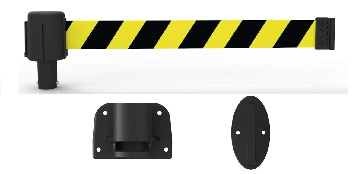 Banner Stakes PLUS Line 15' Belt Fixed Wall Mount System - Crowd Control Warehouse