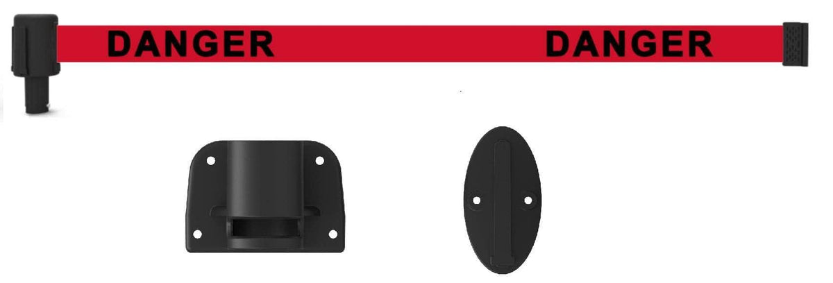 Banner Stakes PLUS Line 15' Belt Fixed Wall Mount System - Crowd Control Warehouse