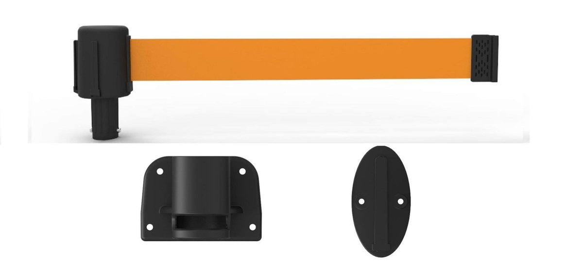 Banner Stakes PLUS Line 15' Belt Fixed Wall Mount System - Crowd Control Warehouse