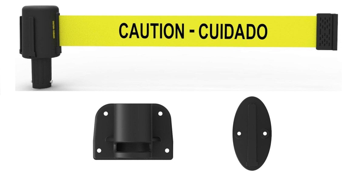 Banner Stakes PLUS Line 15' Belt Fixed Wall Mount System - Crowd Control Warehouse