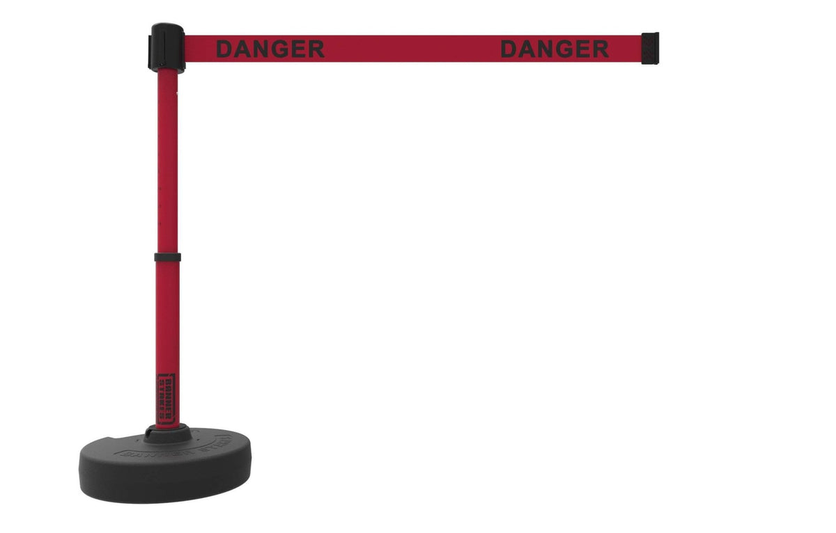 Banner Stakes PLUS Line Stanchion with 15 ft Belt Head, Stake, and Base - Crowd Control Warehouse