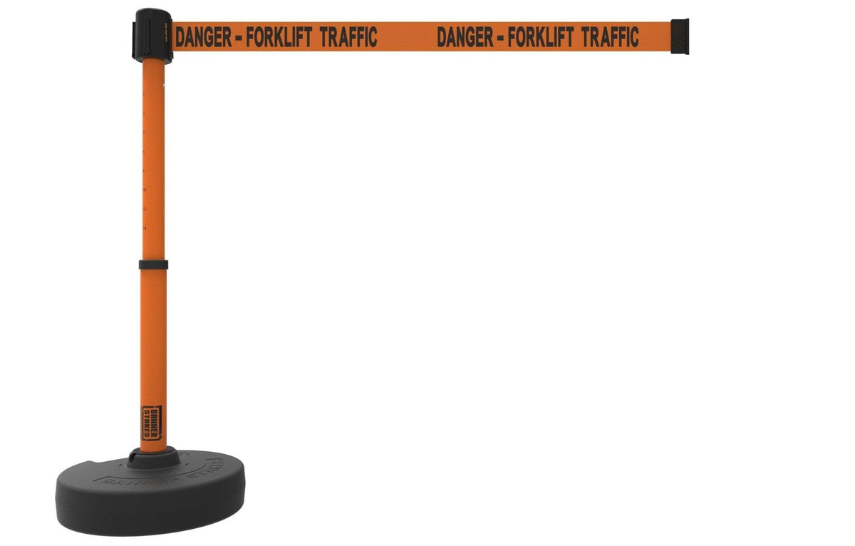 Banner Stakes PLUS Line Stanchion with 15 ft Belt Head, Stake, and Base - Crowd Control Warehouse