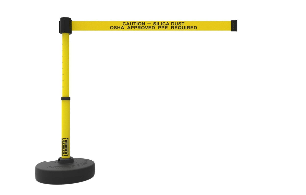 Banner Stakes PLUS Line Stanchion with 15 ft Belt Head, Stake, and Base - Crowd Control Warehouse