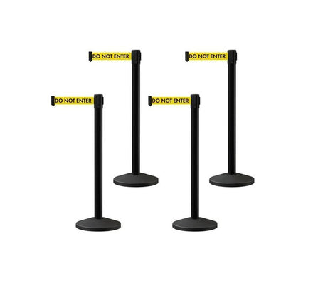 Set of (4) CCW Series RBB-100 Retractable Belt Barriers - 11 Ft. Belt