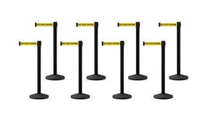 Set of (8) CCW Series RBB-100 Retractable Belt Barriers - 13 Ft. Belt