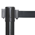 Retractable Belt Barrier Stanchion, Low Profile Steel Base, Black Post, 9 Ft. Belt - Montour Line MX630